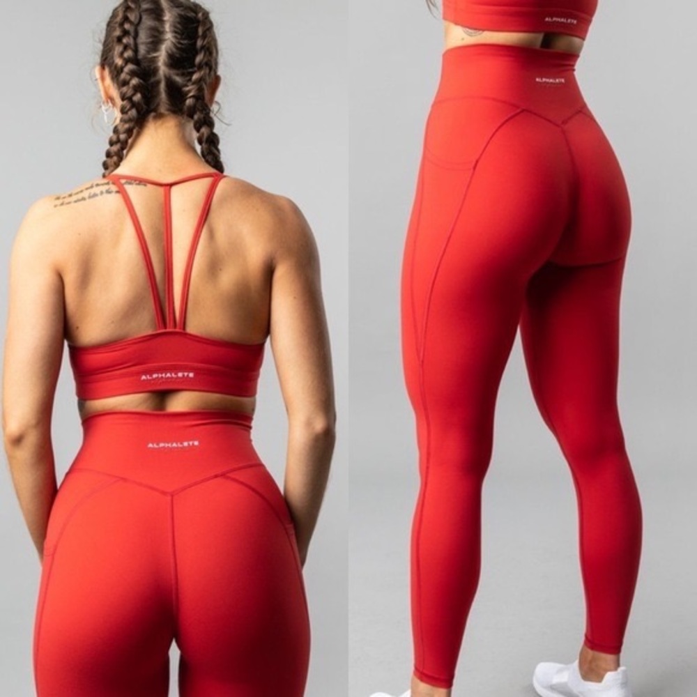 Red Alphalete Leggings with Pockets